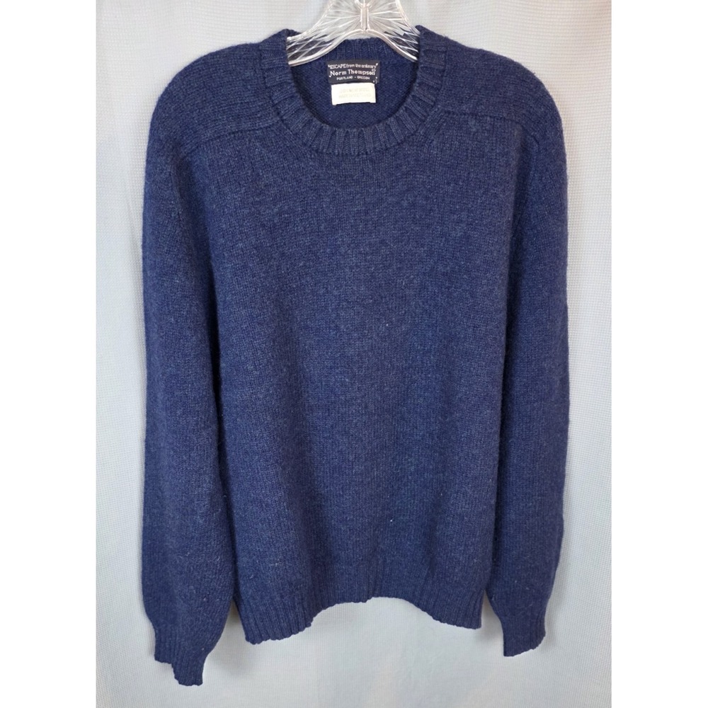Norm Thompson Wool Sweater Men's Medium Blue Made Scotland Vtg